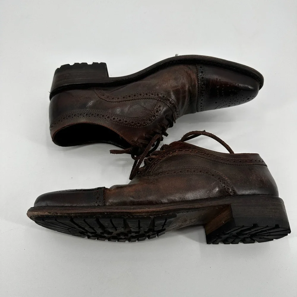 Freebird Steven George Mens 10 Dark Brown Wingtip‎ Brogue Cap Toe Oxford Shoes